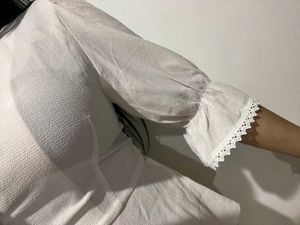 Elegant White Lace Trim Blouse