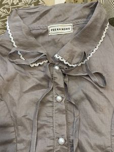 Cute Grey Puff Sleeve Peplum Top