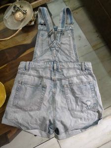 H&amp;M Light Wash Denim Dungaree Shorts