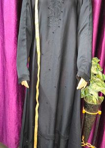 Elegant Black Abaya Gown Burqa with Dupatta Pearl