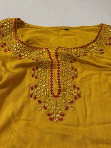 Yellow Embroidered Kurta