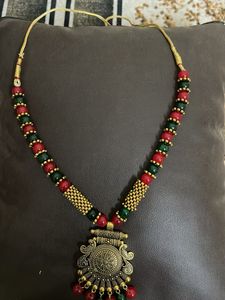 Traditional Red & Green Beaded Necklace