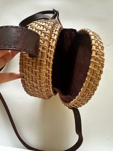 Round Rattan Crossbody Bag