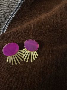 Purple &amp; Gold Fashion Earrings