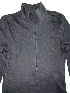 Black Zip-Up Mock Neck Long Sleeve Top