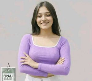 Lilac Square Neck Long Sleeve Top