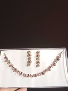 Elegant purple Stone Necklace & Earrings Set
