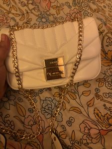 White Aldo quilted crossbody bag with gold chain