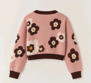 Pink Floral Cropped Cardigan