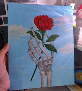 Skeleton Hand Holding Rose Painting🌹💀