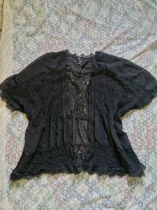 Sheer Black Lace Kimono Cardigan