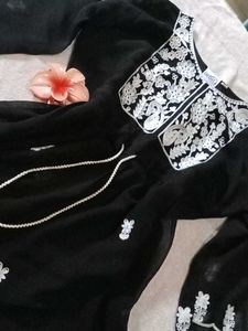 Embroidered Black Dress