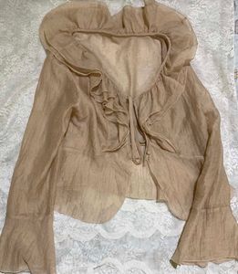 Chic Ruffled Cream Blouse