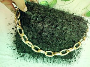 Black Fur Sling Bag