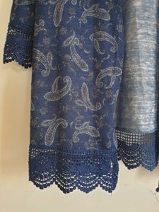 Crochet-Edged Buta Print Overlay