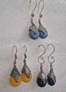 Bohemian Stone Drop Earrings Set - Unused