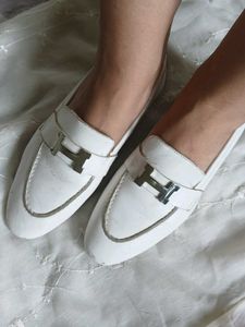Authentic HERMES White Loafers