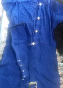 Stylish Blue Mini Dress with Belt