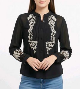 Embroidered Black Blouse