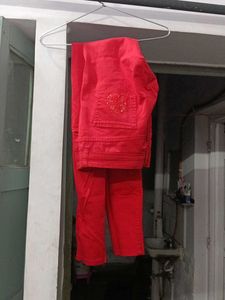 Red Colour Party Wear Jeans Never Used