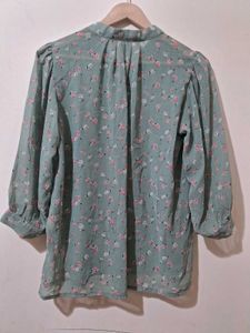 Vintage Floral Button-Up Blouse