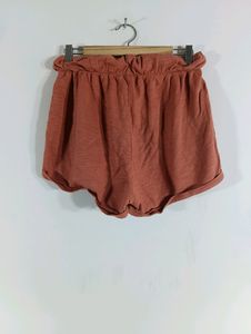 Rust Plain Casual Shorts (Women)