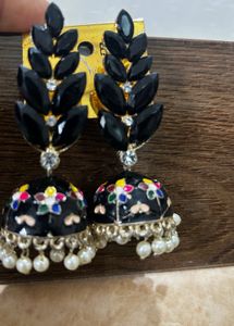 Elegant Black Jhumka Earrings