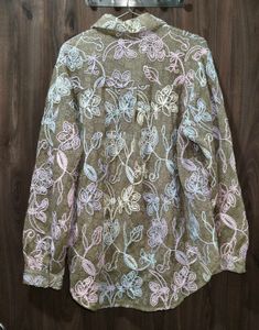 Embroidered Floral embroidery Button-Up Shirt
