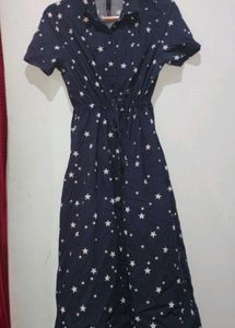 Chic Navy Star Print Shirt Dress