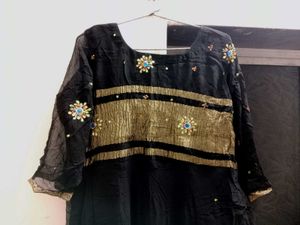 Elegant Black Kurta with Gold Embellishments