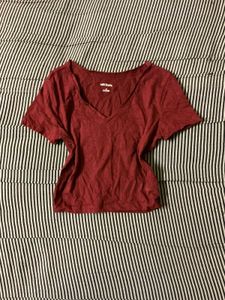 Burgundy V-Neck T-Shirt