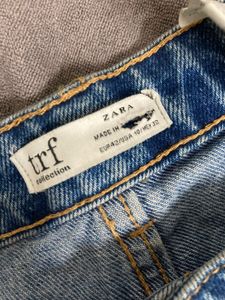 ZARA Dark Blue Wide Leg Denim Jeans