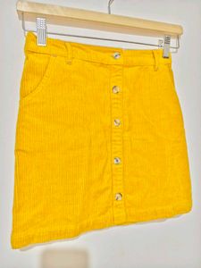 Yellow Corduroy Button-Front Skirt for Girls