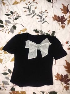 🇨🇦🇺🇸Chic Black Top with Bow🇺🇸🇨🇦
