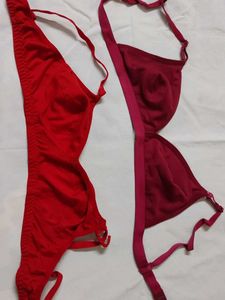 Red & Maroon Bras - Set of 2