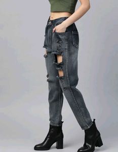 Distressed Patchwork Denim Jeans