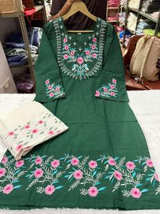 Elegant Green Embroidered Co-ord set