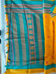 Beautiful Teal & Yellow Saree