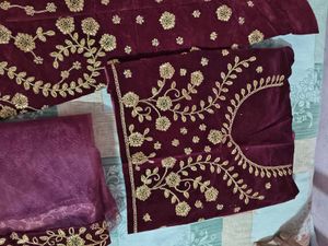 Elegant Velvet Peacock semi stitched Lehenga Set