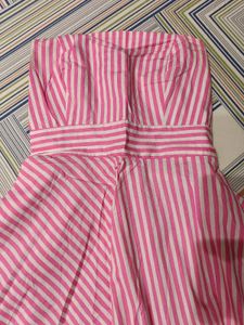 Pink Striped Strapless Dress
