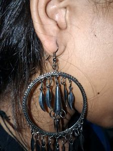 Unique Silver Tone Hoop Earrings