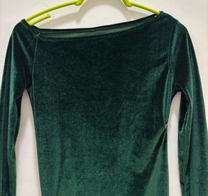 Off Shoulder (One sided) Velvet Dress with a slit