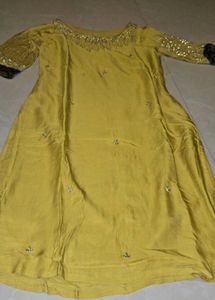 Mustard Yellow Handwork Embroidered Kurta