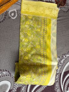 Beautiful Yellow & Green Floral Saree