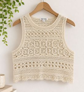 Cream Crochet Crop Top