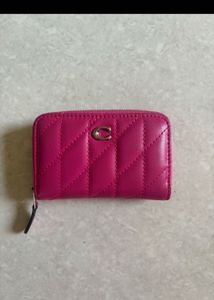 COACH Pink Quilted Zip Around Wallet