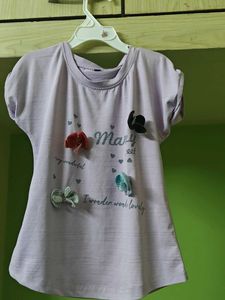 Cute Owl Print Yellow T-Shirt and purple T Shir