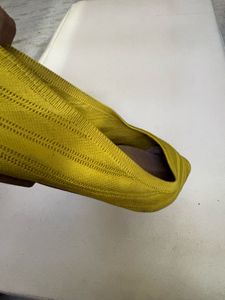 Yellow Knit Pointed Flats