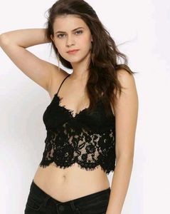Black Lace Bra Crop Top