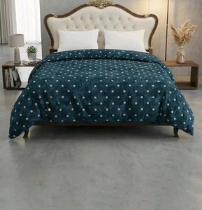White & Blue Dot Printed Cotton Single Duvet Cover